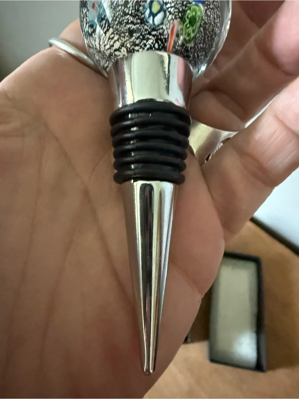Vintage Murano Style Millefiori Art Glass Wine Bottle Stopper